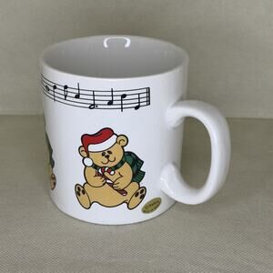 Telco Musical Christmas Mug 1985 Vtg Toyland Teddy Bear Music Notes Cup - Works